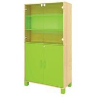 Bibliothèque Confetti avec pieds portes verre et portes pleines à clé - Image principale