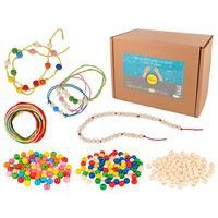 Lot de 3000 perles bois Ø10mm assorties + 30 m fils - Image principale