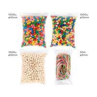 Lot de 3000 perles bois Ø10mm assorties + 30 m fils - Image 3