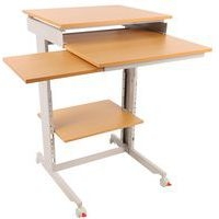 Poste informatique Twin 6820 plateau Hêtre structure Gris clair - Image 5