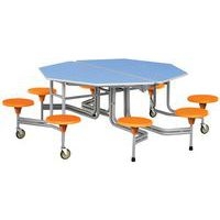 Table mobile Octogonale Solution 8 sièges L156cm T3 gris/bleu ciel - Image 4