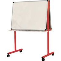 Pupitre mobile 89 x 64 cm blanc émaillé piétement rouge RAL 3031 - Image principale