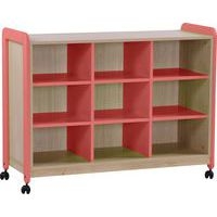 Meuble Lili 3 colonnes 9 niches avec roulettes hteur 98 cm corail - Image principale