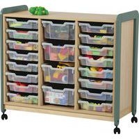 Meuble colonnes à casiers Lili 3 col/16+4 casiers H 98cm kaki - Image 2