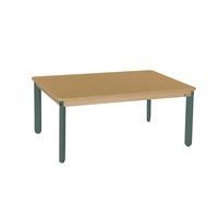 Table Lili rectangulaire, plateau hêtre, piétement bois couleur - Image principale