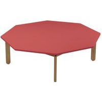 Table Lili octogonale, plateau couleur, piétement bois hêtre - Image principale