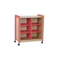 Meuble Lili 2 colonnes 6 niches avec roulettes hteur 98 cm corail - Image principale