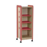 Meuble Lili 1 colonne 4 niches avec roulettes hteur 137 cm corail - Image principale