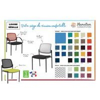 Lot 2 Chaises visiteurs Ritz dossier résille gris clair assise noire - Image 2