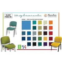 Lot 5 chaises Cluny tissu accroche soudée Piètement gris alu - Image 2