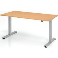 Bureau droit hauteur réglable électrique Evol 160x80 cm Plateau Hêtre - Image 2