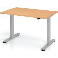 Bureau droit hauteur réglable électrique Evol 121x80 cm Plateau Hêtre - Image 2