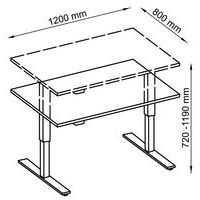 Bureau droit hauteur réglable électrique Evol 120 x 80 cm Plateau Gris - Image 4