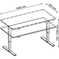 Bureau droit hauteur réglable électrique Evol 160 x 80 cm Plateau Gris - Image 4