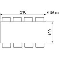 Table réunion haute Greko 210x100 cm 2 pieds 9016 blanc plateau chêne - Image 2