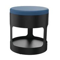 Pouf OROND mobile Noir assise enduit PVC M1 Pétrole - Image principale