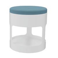 Pouf OROND mobile Blanc assise tissu M1 Bleu horizon - Image principale