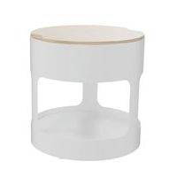 Pouf OROND sur roulettes Blanc assise bois - Image principale