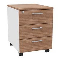 Caisson mobile bois 3 tiroirs rangement blanc/noyer - Image principale