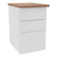 Caisson haut. bureau métal prof. 80 cm blanc/top noyer - Image principale