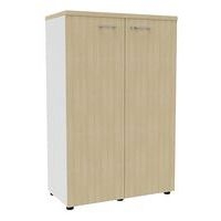 Armoire portes battantes haut. 134 cm blanc/chêne - Image principale