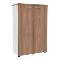 Armoire portes battantes haut. 134 cm blanc/noyer - Image principale