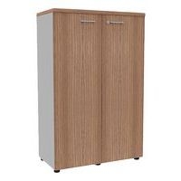 Armoire portes battantes haut. 134 cm alu/noyer - Image principale