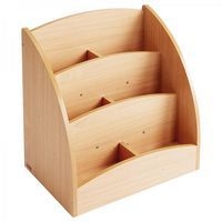 Bac à livres présentoir à roulettes 6 compartiments - Teinte hêtre - Image principale