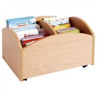 Bac à livres 2 cases bas à roulettes - Teinte hêtre - Image 2