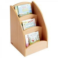 Bac à livres présentoir à roulettes 3 compartiments - Teinte hêtre - Image 2