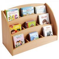 Bac à livres présentoir à roulettes 9 compartiments - Teinte hêtre - Image 2