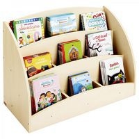 Bac à livres présentoir à roulettes 9 compartiments - Teinte bouleau - Image 2