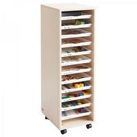 Colonne haute MobiNathan 12 plateaux blancs - Teinte bouleau - Image 3