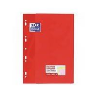 OXFORD Feuilles Simples A4 Grands Carreaux Seyès 200 Pages Etui Carte Rouge Coloris Assortis - Image 2