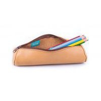 Elba Fourre-Tout Rond 6x21cm à Fermeture Eclair Cuir Naturel Beige - Image 4