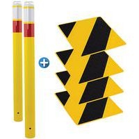 Kit piétons - poteaux lumineux jaunes et dalles noir/jaune - Image principale