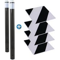 Kit piétons - poteaux lumineux gris et dalles noir/gris - Image principale