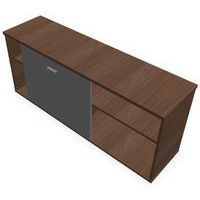 Meuble retour mélaminé L160 H68,1 P43,2 cm noyer ambré - Image principale