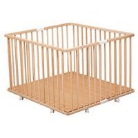 Parc pliant carré GABY (plancher réglable et roulettes) Vernis Naturel - Image principale