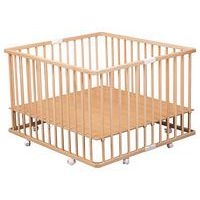 Parc pliant carré GABY (plancher réglable et roulettes) Vernis Naturel - Image 4