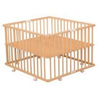 Parc pliant carré GABY (plancher réglable et roulettes) Vernis Naturel - Image 2