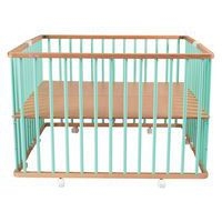 Parc pliant carré GABY (plancher réglable et roulettes) Hybride Vert Mint - Image 3