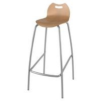 Tabouret 4 pieds hauteur 80 cm coque Bandana bois naturel - gris 9006 - Image principale