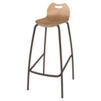 Tabouret 4 pieds hauteur 80 cm coque Bandana bois naturel - noisette cuir - Image principale