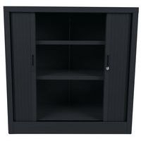 Armoire basse à rideaux en kit - Largeur 100 cm, Structure coloris : Anthracite - Image 4