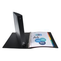 Classeur A4 polypropylène 4 anneaux diam: 30mm dos: 40 mm - Noir - Image 4