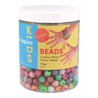 Bocal 200g perles plastique rondes 8mm à pois argenté scintillantes - Image principale