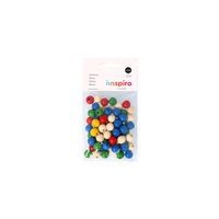 Sachet 65 perles bois rondes multicolores 12 mm - Image principale