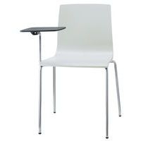 Lot de 2 chaises Alice 4 pieds avec tablette technopolymère lin - chromé - Image principale