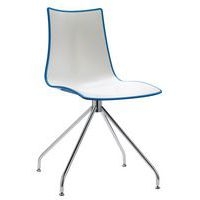 Lot de 2 chaises Zebra blanc/bleu - pied pivotant chromé - Image principale